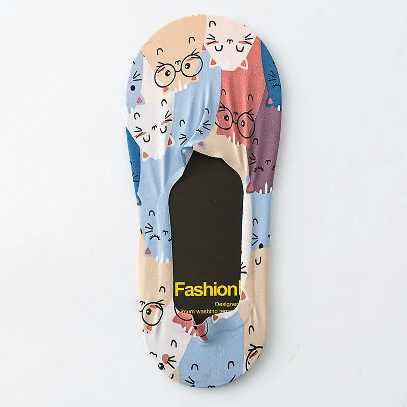 Playful Cartoon Animal Print No Show Socks(7 Pairs) - K - EU39-44(US6-10) - image 3