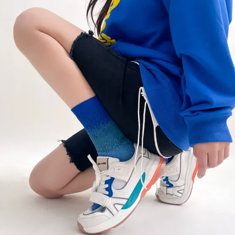 Sweet Gradient Quarter Socks(3 Pairs) - Blue - EU36-42(US3-8.5) - image 1