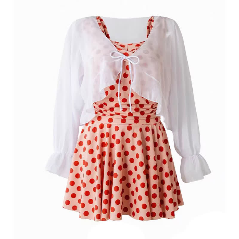 Polka Dot Skirted Tankini Swim Dress - image 5