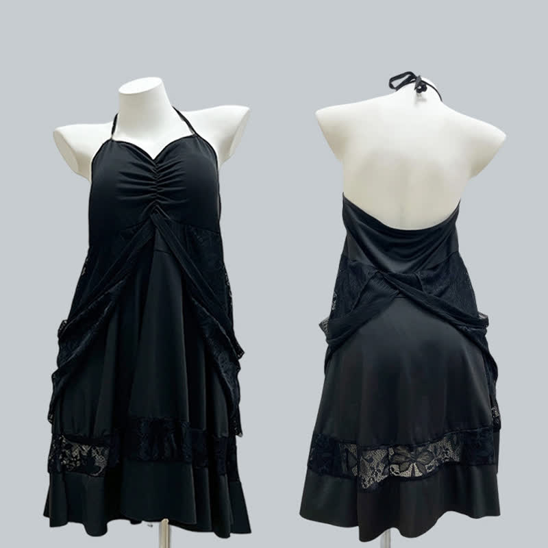 Black Lace Sleeve Swimwear Dress - image 6