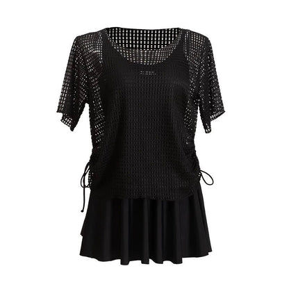 Tummy Control Mesh Two-Piece Swim Dress Set - image 6