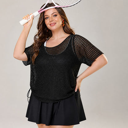 Tummy Control Mesh Two-Piece Swim Dress Set - image 3