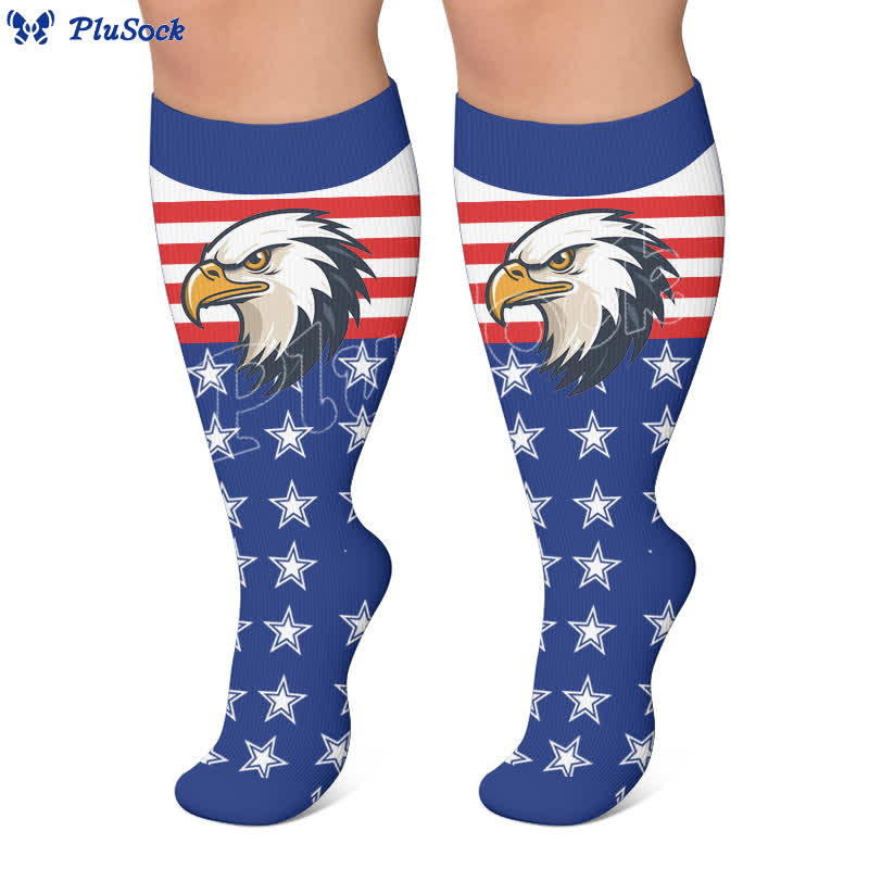 Plus Size Patriotic Eagle Stars Compression Socks - image 5