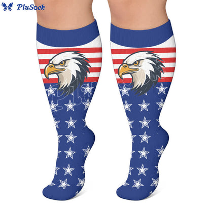 Plus Size Patriotic Eagle Stars Compression Socks - image 5