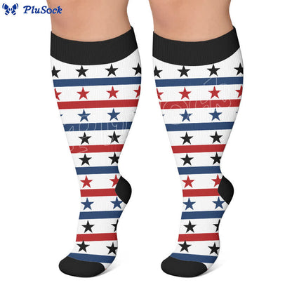 Plus Size Patriotic Eagle Stars Compression Socks - image 7