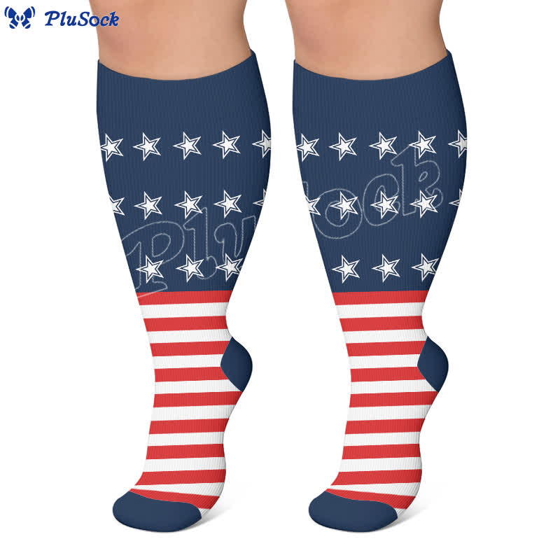 Plus Size Patriotic Eagle Stars Compression Socks - image 6