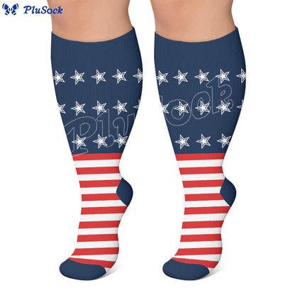 Plus Size Patriotic Eagle Stars Compression Socks - image 6