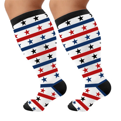 Plus Size Patriotic Eagle Stars Compression Socks - White - 4XL - image 10