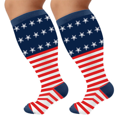 Plus Size Patriotic Eagle Stars Compression Socks - Red - 4XL - image 9