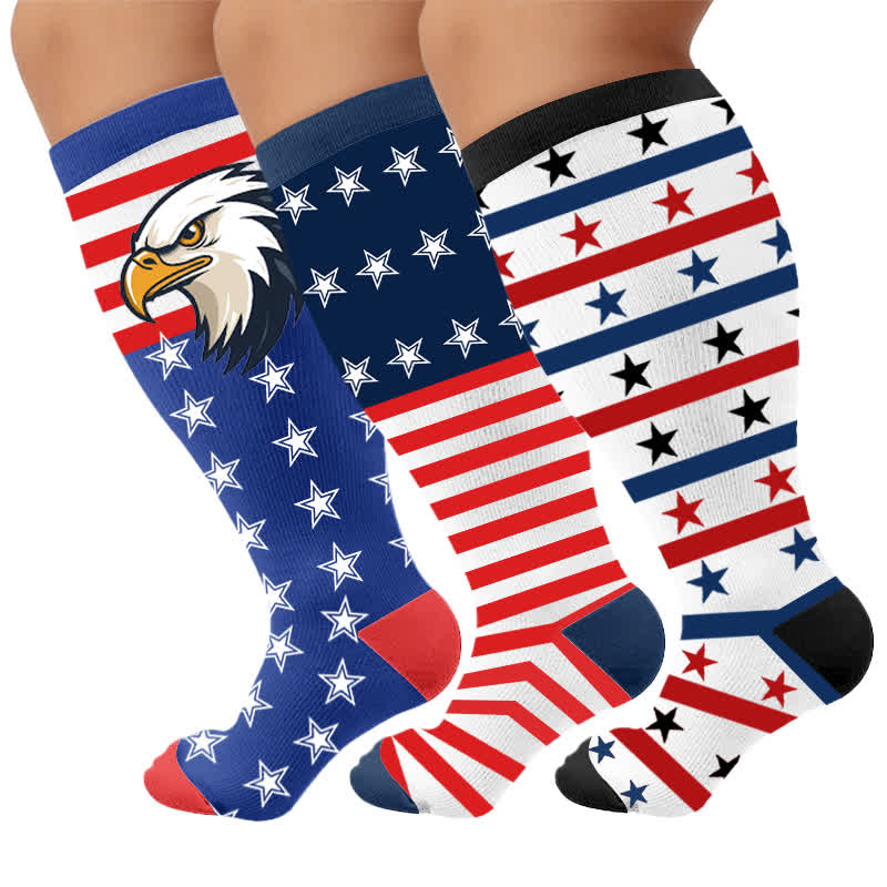 Plus Size Patriotic Eagle Stars Compression Socks - image 4