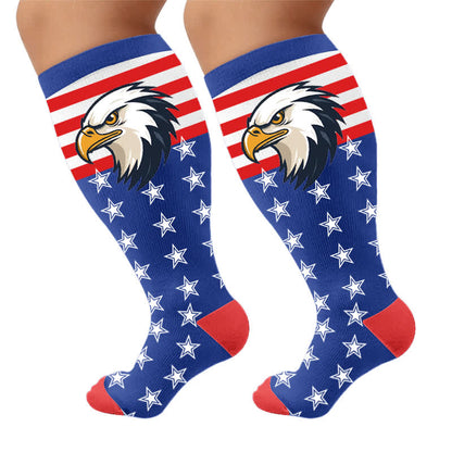 Plus Size Patriotic Eagle Compression Socks - Blue(1 Pair) - 4XL(1 Pair) - image 8