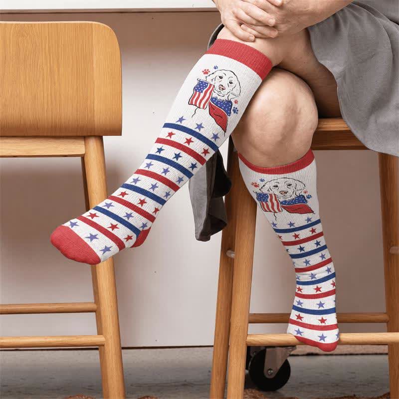 Plus Size Patriotic Dog Compression Socks - image 1