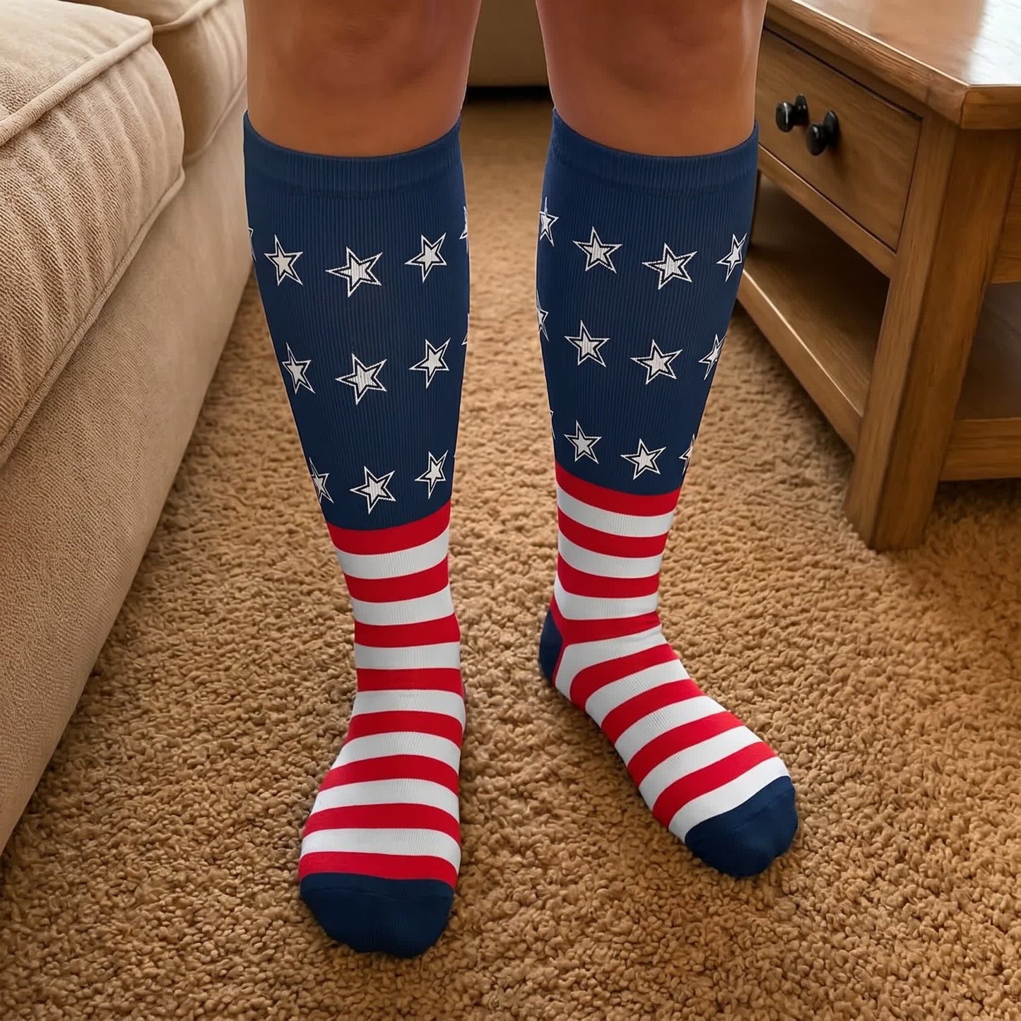 Plus Size Patriotic Eagle Stars Compression Socks - image 2