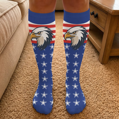 Plus Size Patriotic Eagle Stars Compression Socks - image 1