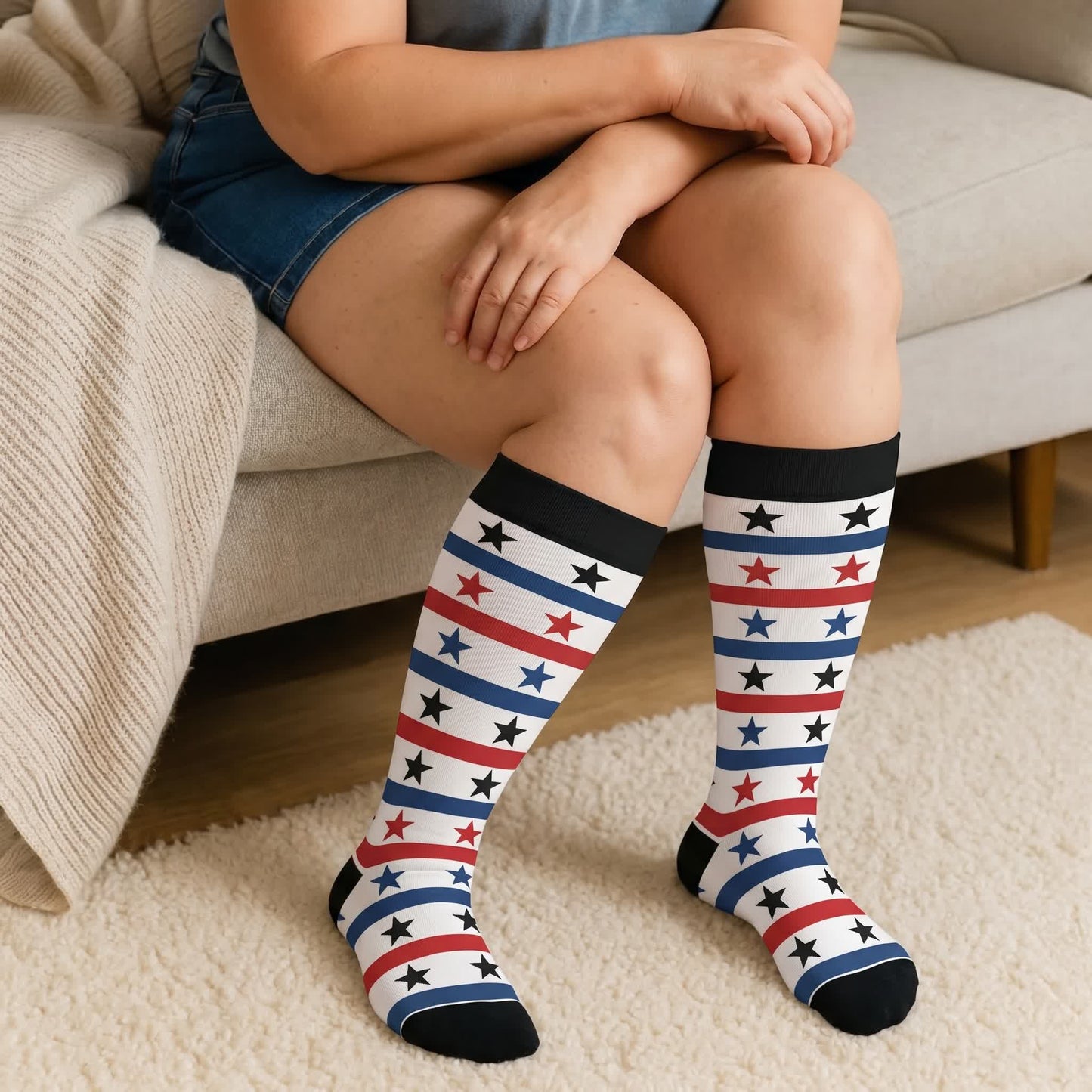 Plus Size Patriotic Eagle Stars Compression Socks - image 3