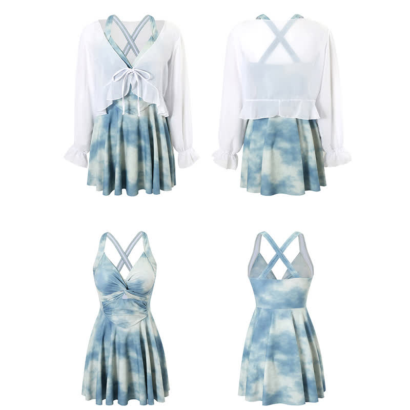 Tie Dye Swim Dress Cover Up Set - image 10