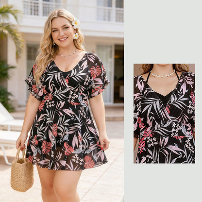 Tropical Floral V Neck Swimwear - image 4