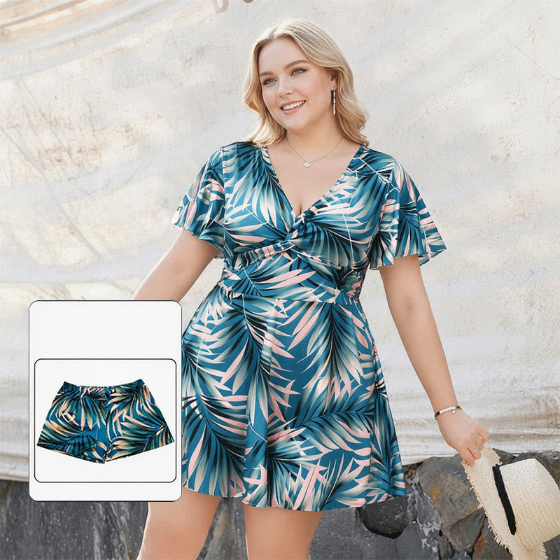 Tropical Leaf Wrap Swimwear - image 2