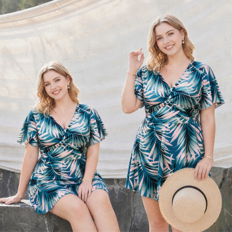Tropical Leaf Wrap Swimwear - image 3