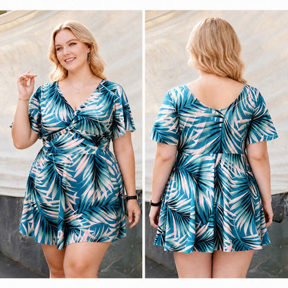 Tropical Leaf Wrap Swimwear - image 1