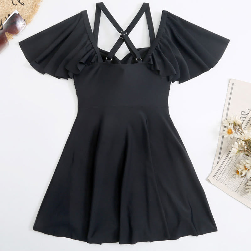 Off Shoulder Ruffle Sleeve Swim Dress - image 6