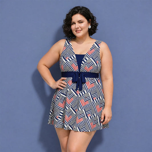 Navy Leaf Print Swimwear - White - 5XL - image 0
