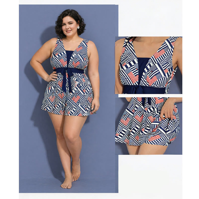 Navy Leaf Print Swimwear - image 7