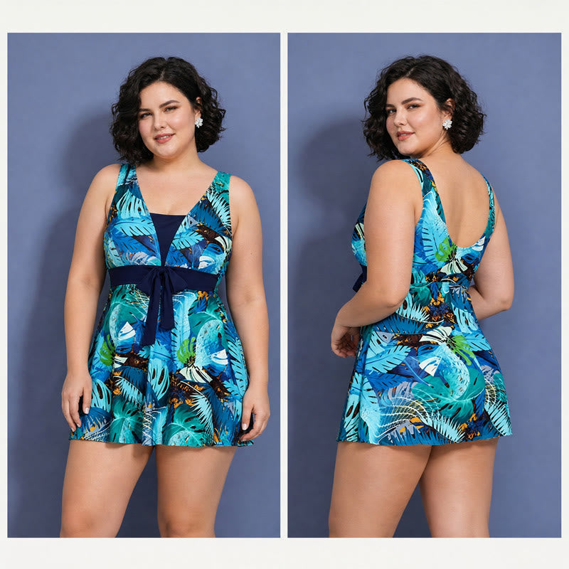Navy Leaf Print Swimwear - image 8