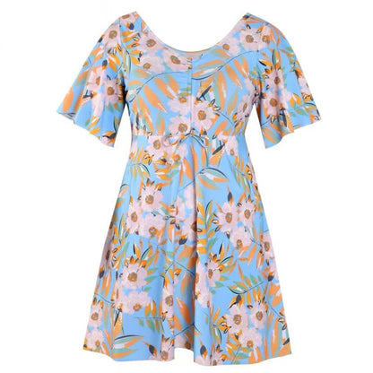 V Neck Floral Twist Front Swim Dress - image 7