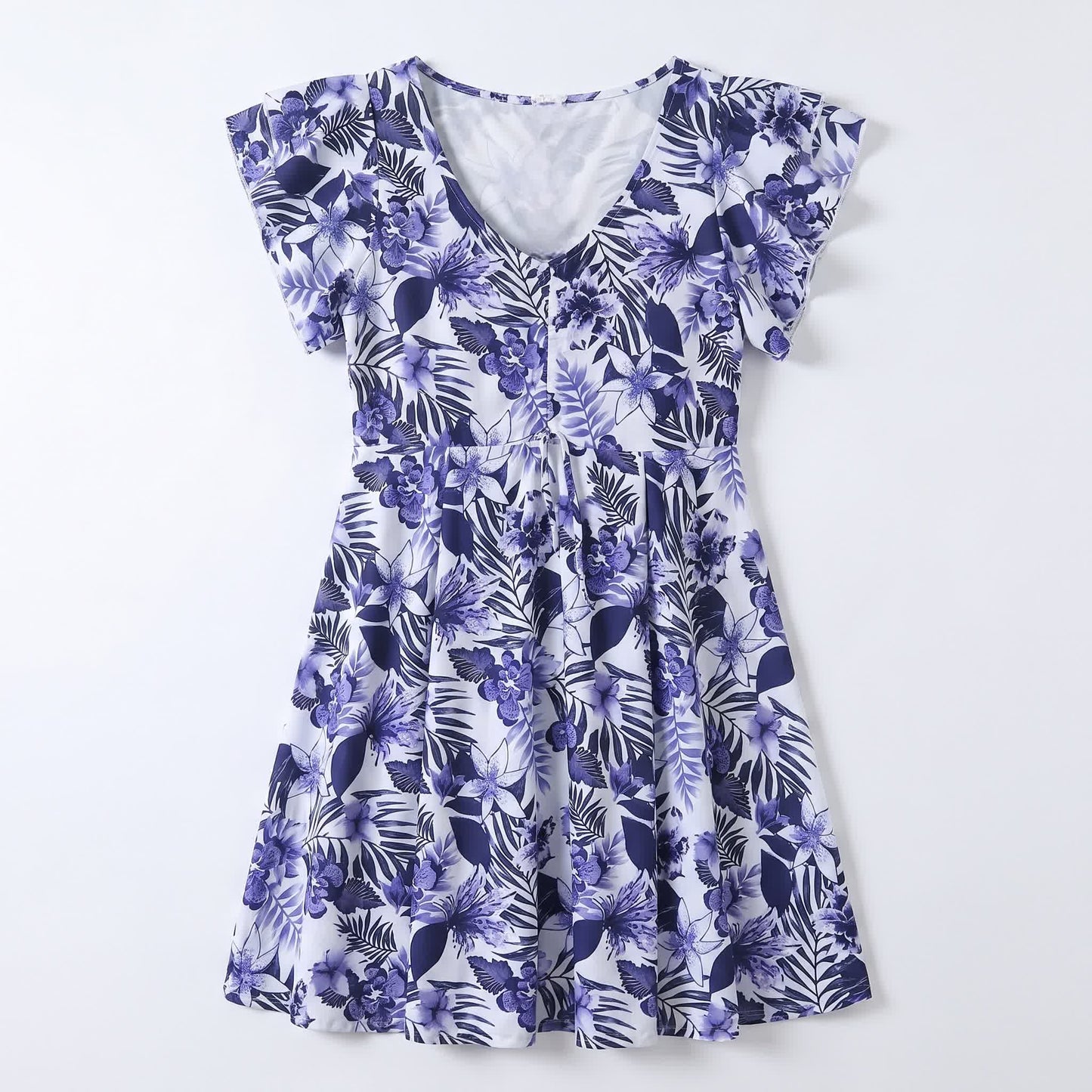 Tropical Leaf V Neck Swimwear - A - 5XL - image 8