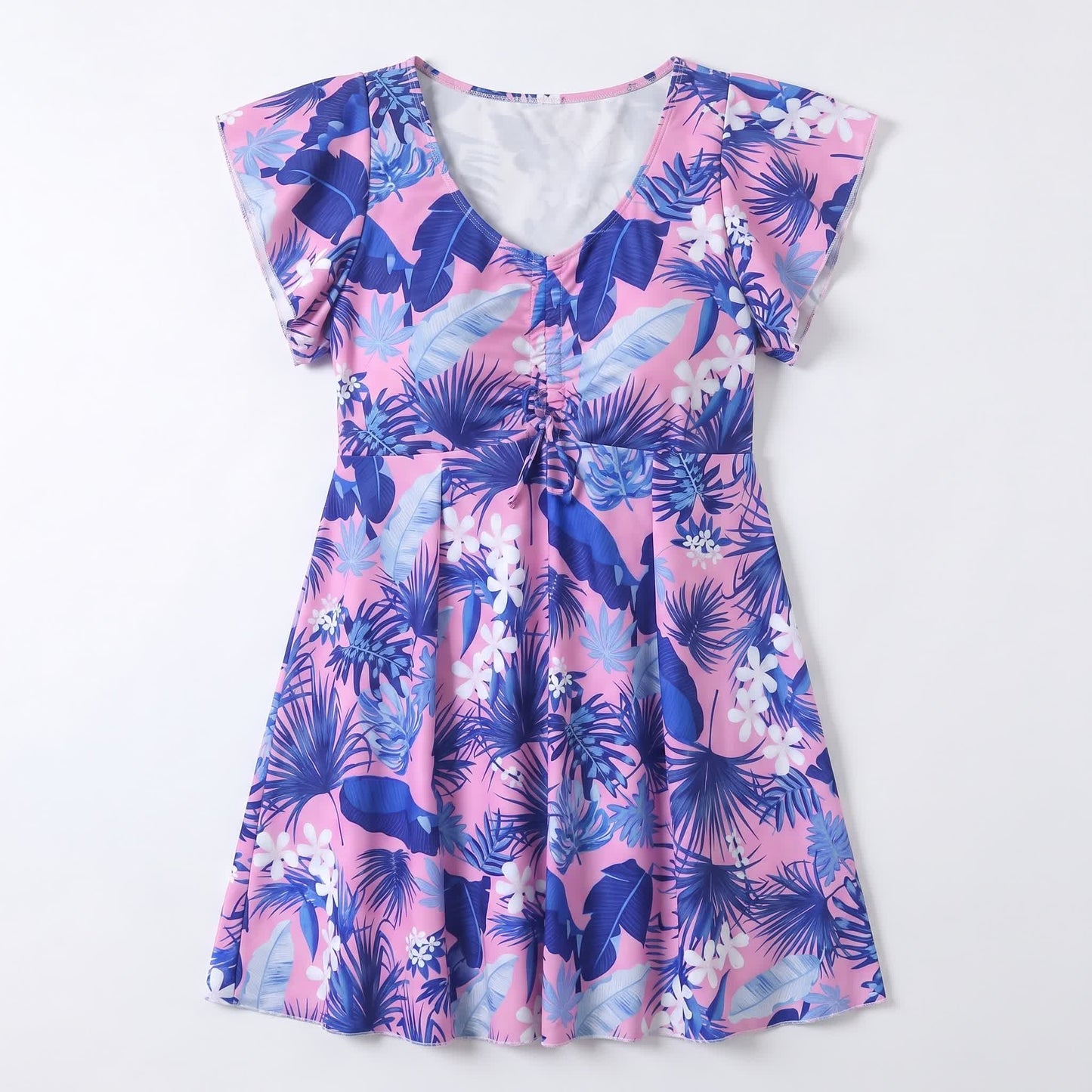 Tropical Leaf V Neck Swimwear - C - 5XL - image 10