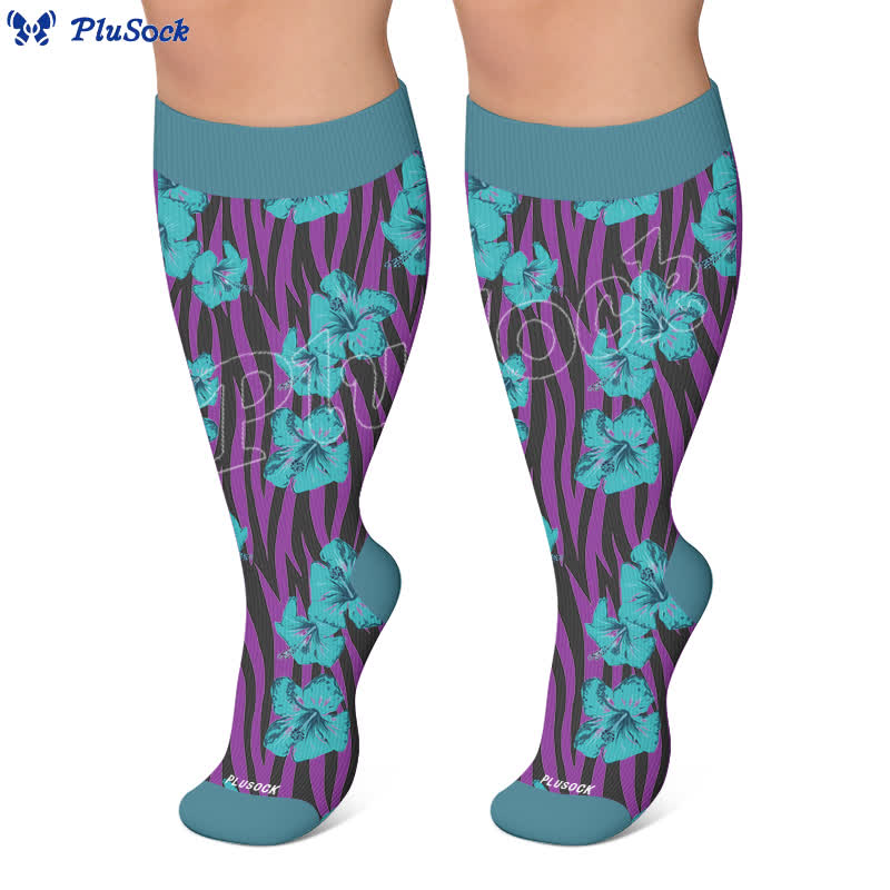 Plus Size Tropical Bloom Compression Socks - image 6