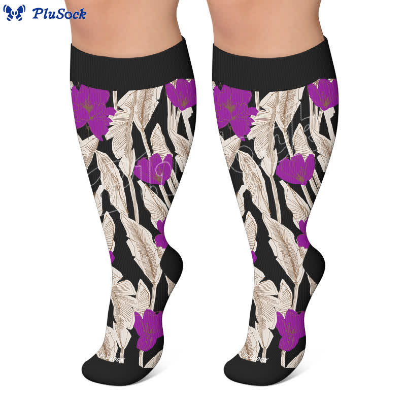 Plus Size Tropical Bloom Compression Socks - image 7