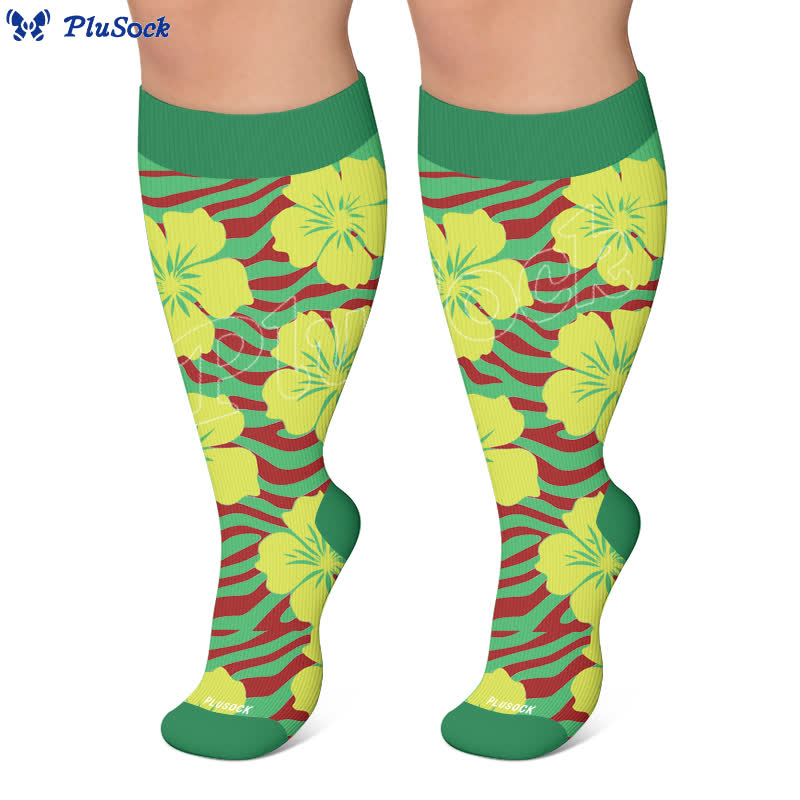 Plus Size Tropical Bloom Compression Socks - image 5