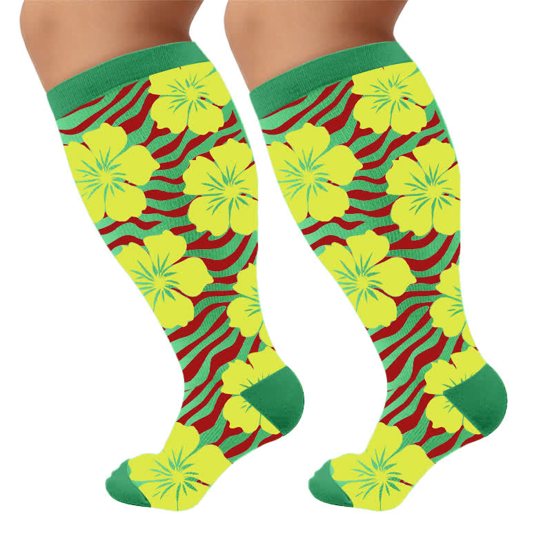 Plus Size Tropical Bloom Compression Socks - image 8