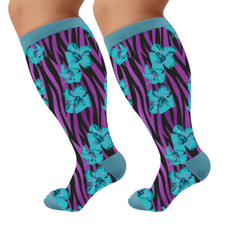 Plus Size Tropical Bloom Compression Socks - image 9
