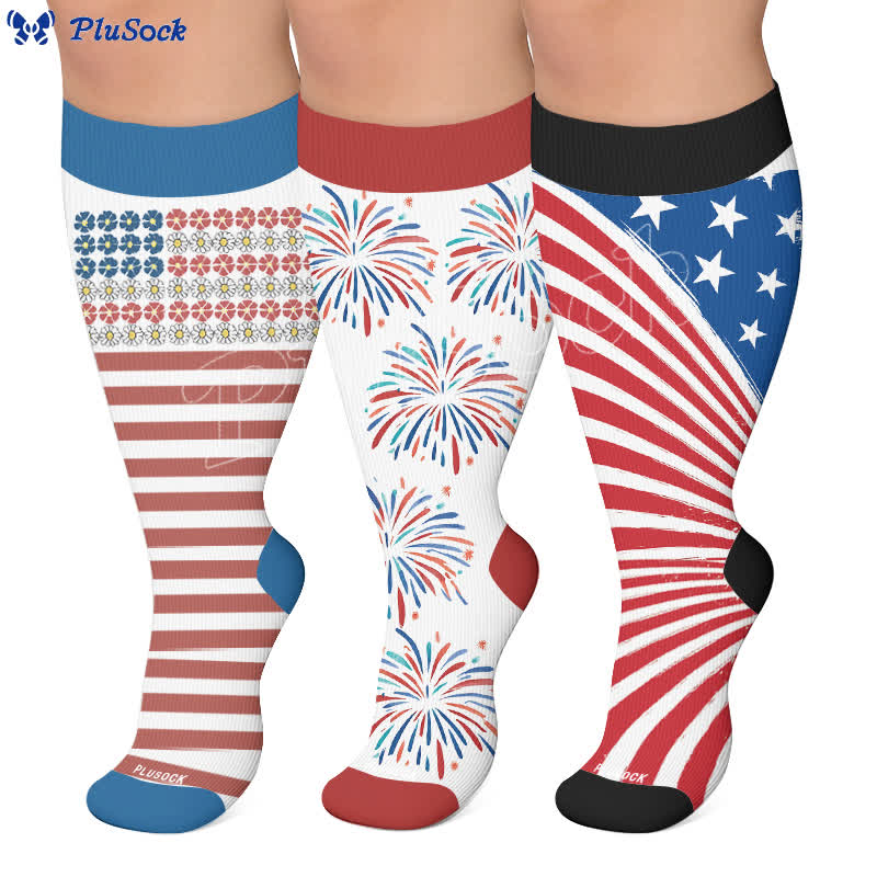 Plus Size Starburst Stripe Compression Socks - image 0