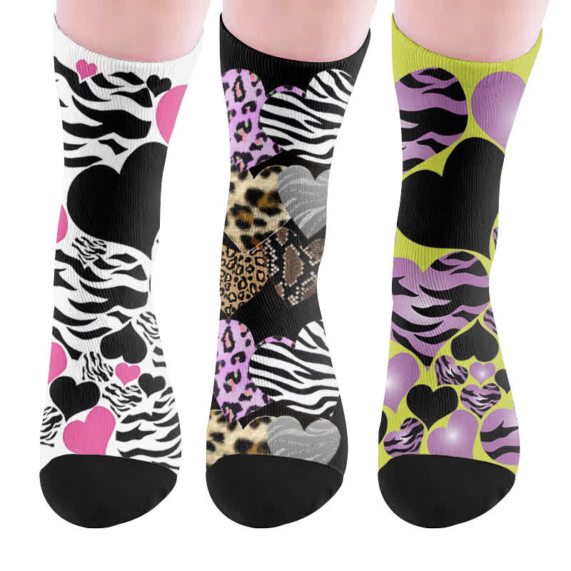 Sexy Heart Leopard Socks - Multicolor(3 Pairs) - EU37-44(US4-10) - image 10