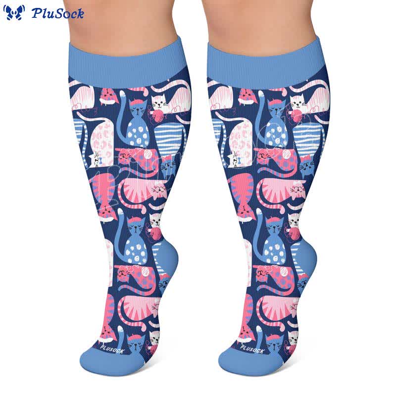 Plus Size Cute Cat Compression Socks - image 5