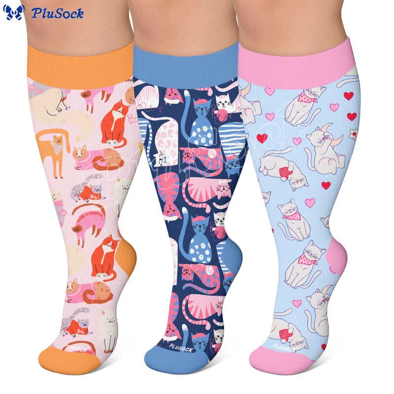 Plus Size Cute Cat Compression Socks - image 0