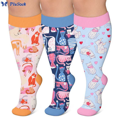 Plus Size Cute Cat Compression Socks - image 0