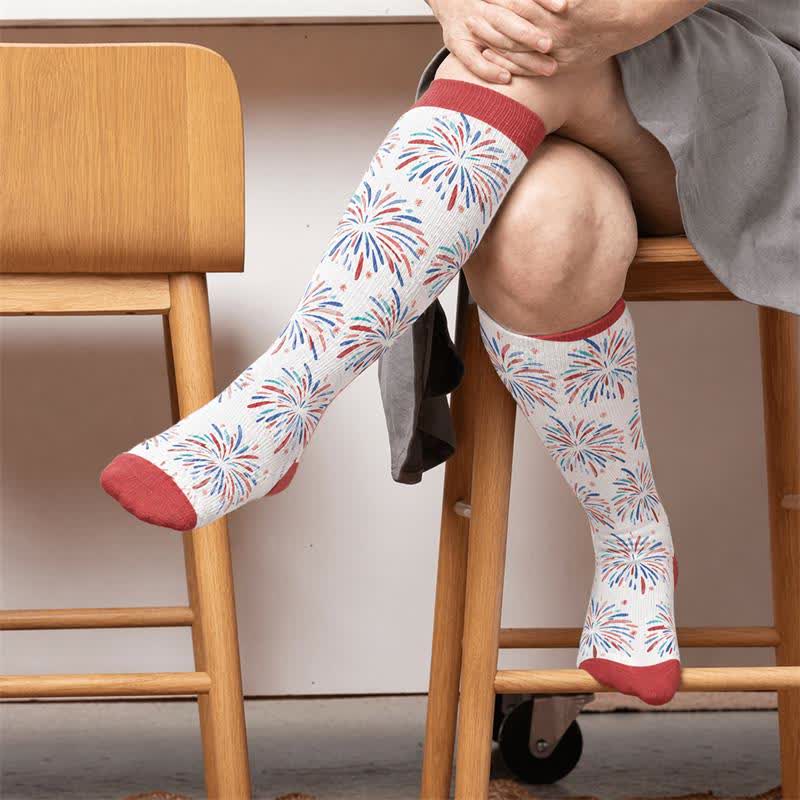 Plus Size Starburst Stripe Compression Socks - Red(1 Pair) - 4XL - image 2