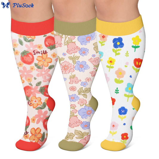 Plus Size Floral Garden Compression Socks - image 0