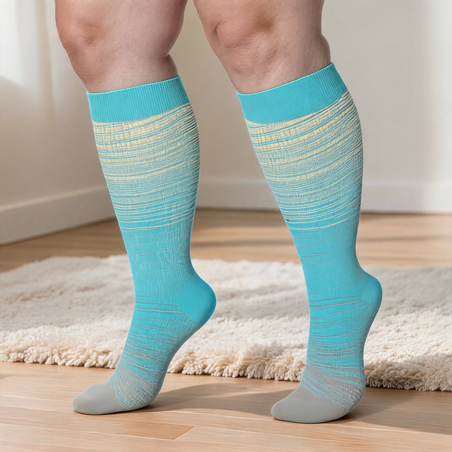 Plus Size Bright Stripe Compression Socks 2XL-7XL(3 Pairs) - image 1