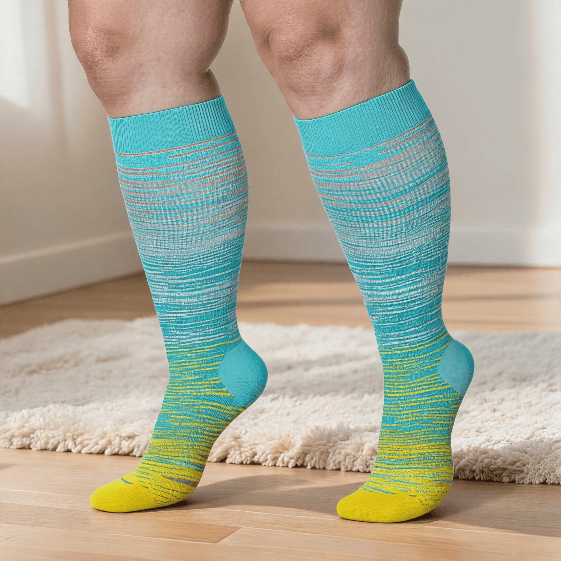 Plus Size Bright Stripe Compression Socks 2XL-7XL(3 Pairs) - image 2