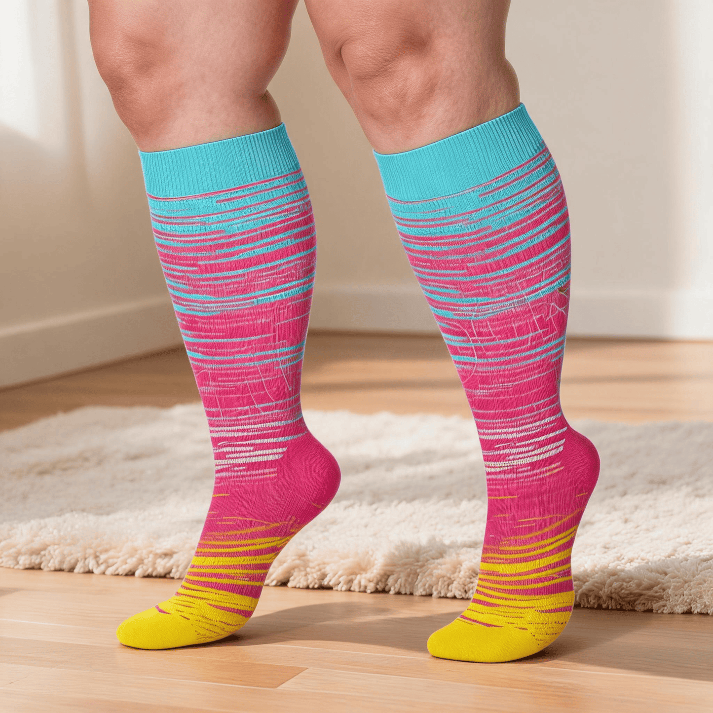 Plus Size Bright Stripe Compression Socks 2XL-7XL(3 Pairs) - image 3