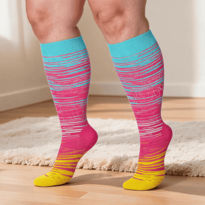 Plus Size Bright Stripe Compression Socks 2XL-7XL(3 Pairs) - image 3