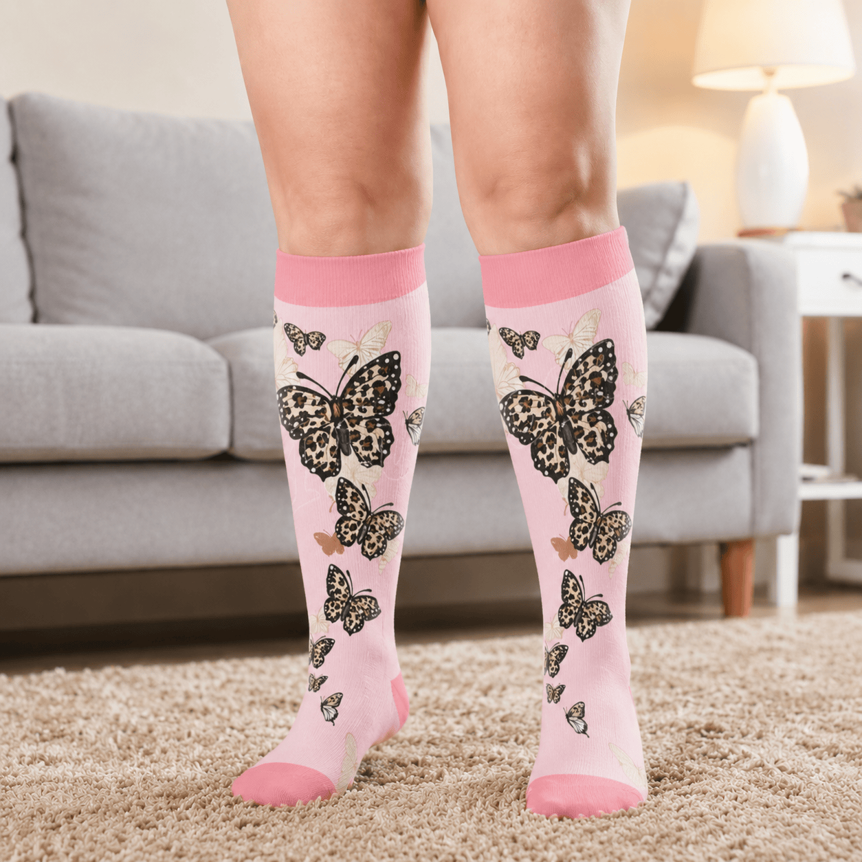 Plus Size Butterflies Dancing Compression Socks - image 2