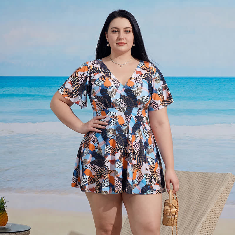 Floral V Neck Resort Swim Dress - image 5
