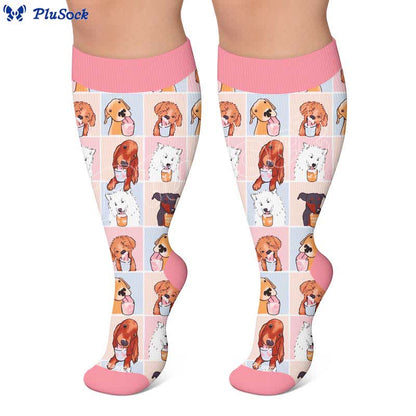 Plus Size Puppy Print Compression Socks - image 5